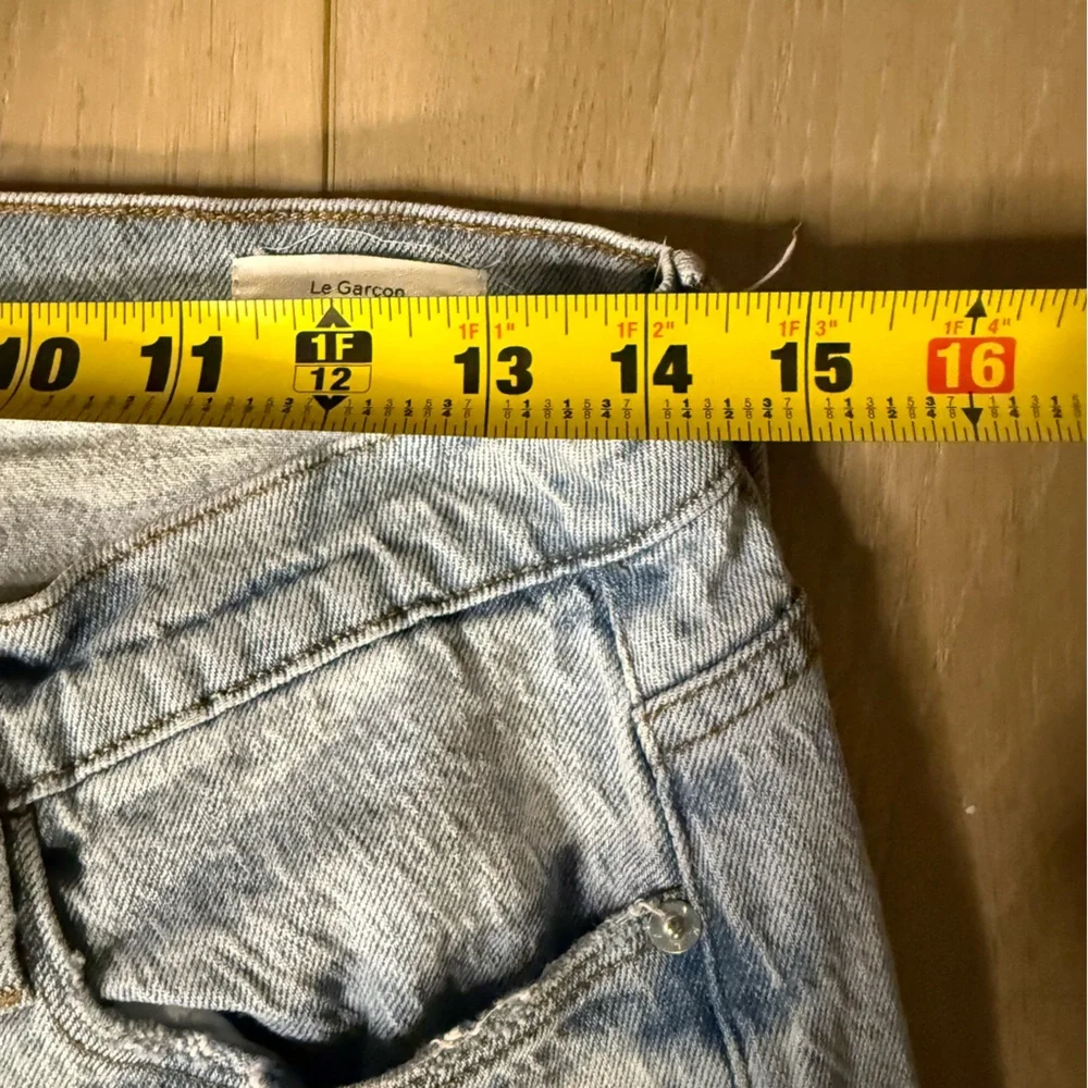 FRAME Le Garcon Hideaway Distressed Patched Crop Jeans Size 27 - Picture 6 of 7